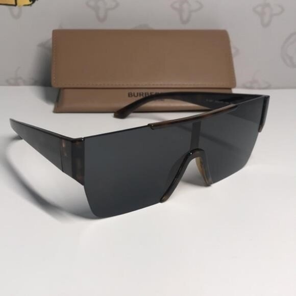 New Authentic Burberry B-4291 Shield Sunglasses – Dark Havana / Dark Grey, Unise - Picture 6 of 13